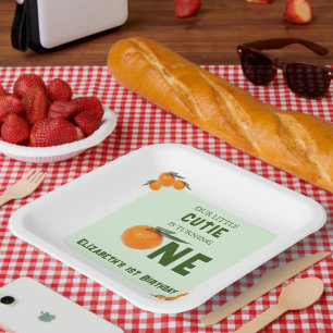 Little Cutie Orange 1st Birthday Paper Plate