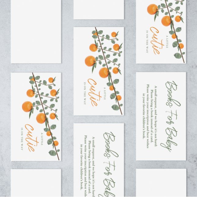 Little Cutie Orange Baby Shower Books For Baby Enclosure Card (Creator Uploaded)