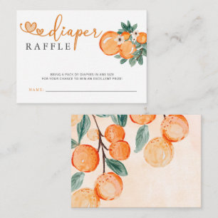 Little Cutie Orange Baby Shower Diaper Raffle Enclosure Card