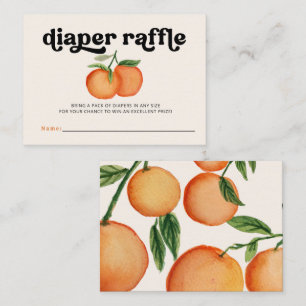 Little Cutie Orange Baby Shower Diaper Raffle Enclosure Card