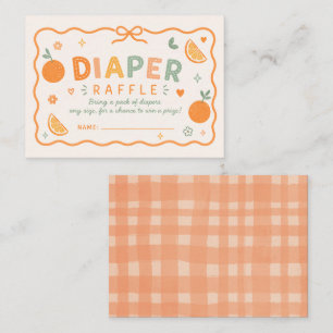 Little Cutie Orange Baby Shower Diaper Raffle Enclosure Card