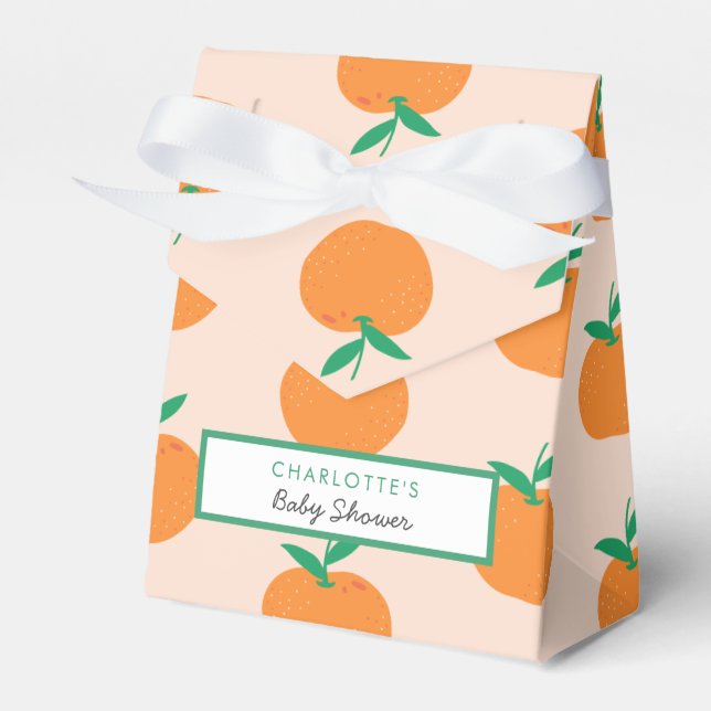 Little Cutie Orange Baby Shower Favour Box (Front Side)