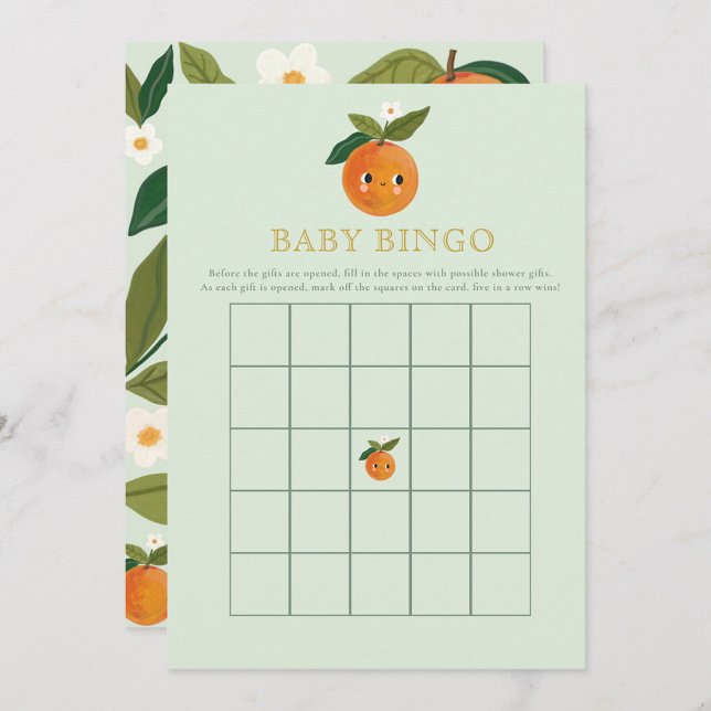 Little cutie orange Baby Shower Game Baby Bingo Invitation (Creator Uploaded)