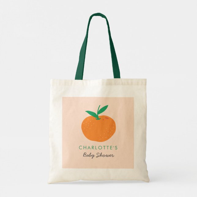 Little Cutie Orange Baby Shower Gift Tote Bag (Back)