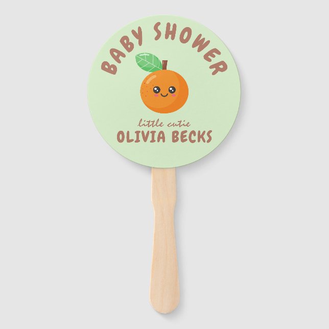 Little Cutie Orange Baby Shower  Hand Fan (Front)
