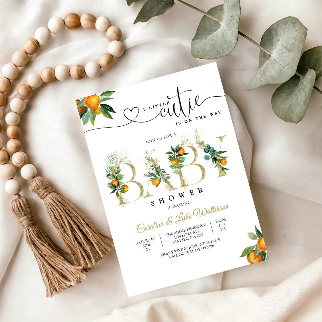 Little Cutie Orange Baby Shower Invitation (Creator Uploaded)