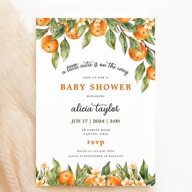 Little Cutie Orange Baby Shower Invitation (Creator Uploaded)
