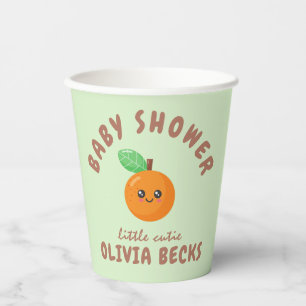 Little Cutie Orange Baby Shower Paper Cups