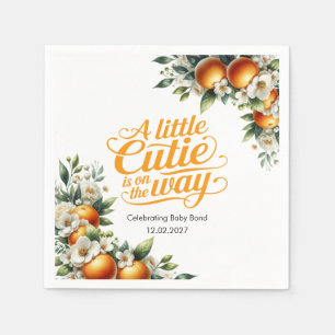Little Cutie Orange Baby Shower Personalized Napkin