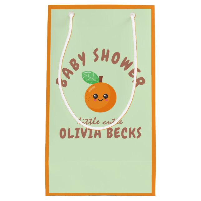 Little Cutie Orange Baby Shower  Small Gift Bag (Front)
