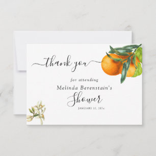 Little Cutie Orange Baby Shower Thank You Card