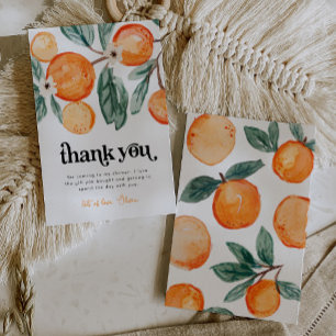 Little Cutie Orange Baby Shower Thank You Card