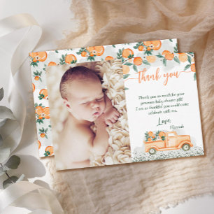 Little Cutie Orange Baby Shower  Thank You Card