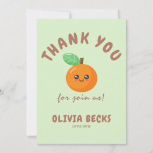 Little Cutie Orange Baby Shower Thank You Card