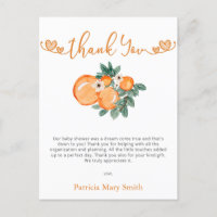 Little Cutie Orange Baby Shower Thank You