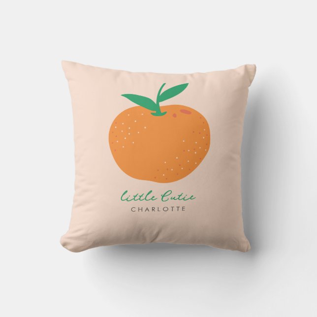 Little Cutie Orange Baby Throw Pillow (Front)