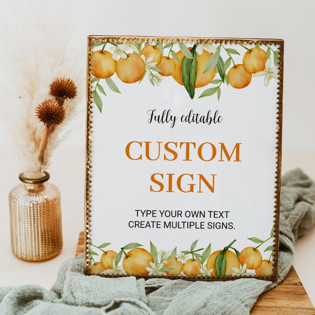 Little Cutie Orange Birthday Custom Table Sign (Creator Uploaded)