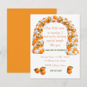 Little Cutie Orange Birthday Digital Invitation