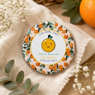 Little Cutie Orange Citrus 1st Birthday 3 Cm Round Badge