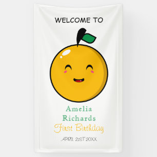 Little Cutie Orange Citrus 1st Birthday Banner