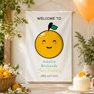 Little Cutie Orange Citrus 1st Birthday Banner
