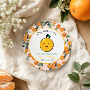  Little Cutie Orange Citrus 1st Birthday  Classic Round Sticker