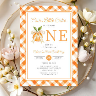 Little Cutie Orange Citrus 1st Birthday Invitation