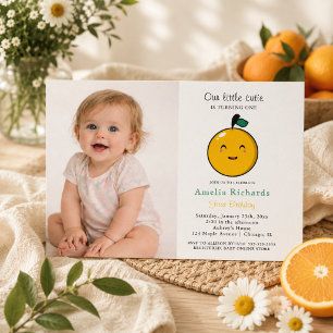  Little Cutie Orange Citrus 1st Birthday  Invitation