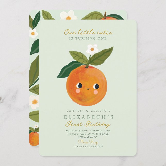 Little Cutie Orange Citrus 1st Birthday Invitation (Creator Uploaded)