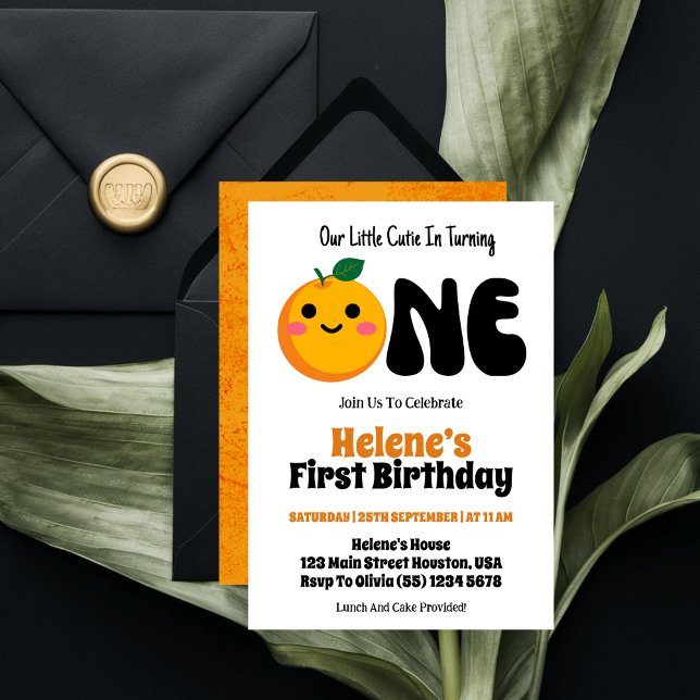  Little Cutie Orange Citrus 1st Birthday  Invitation (Creator Uploaded)
