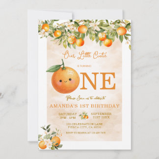 Little Cutie Orange Citrus 1st Birthday Invitation