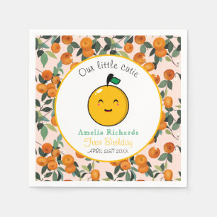  Little Cutie Orange Citrus 1st Birthday  Napkin