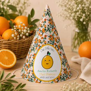 Little Cutie Orange Citrus 1st Birthday Party Hat