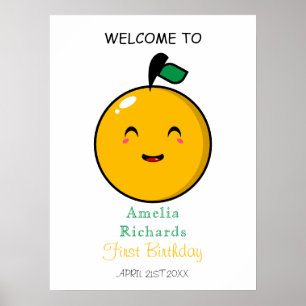 Little Cutie Orange Citrus 1st Birthday Poster