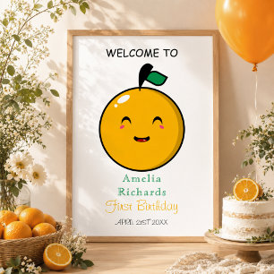  Little Cutie Orange Citrus 1st Birthday  Poster