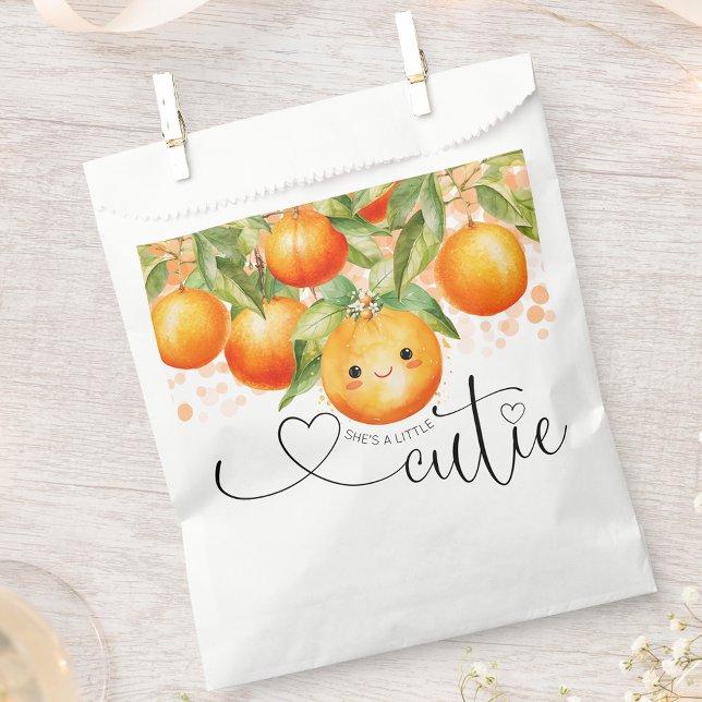 Little Cutie Orange Citrus Baby Shower Favour Bags (Little cutie baby shower favor bags with cute little face. You can add text to personalize.)