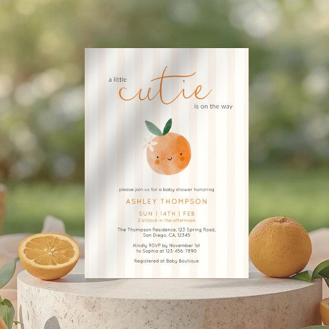 Little Cutie Orange Citrus Baby Shower Invitation (Creator Uploaded)