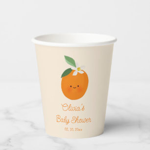 Little Cutie Orange Citrus Baby Shower Paper Cups