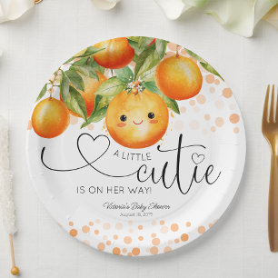 Little Cutie Orange Citrus Baby Shower Paper Plate