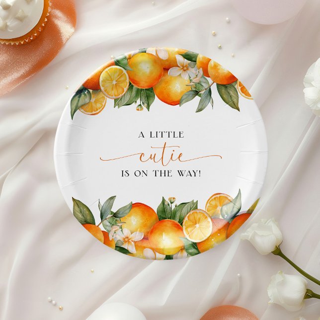 Little Cutie Orange Citrus Baby Shower Paper Plate (Creator Uploaded)