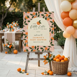 Little Cutie Orange Citrus Baby Shower Welcome Poster