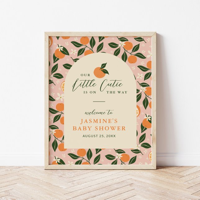 Little Cutie Orange Citrus Baby Shower Welcome Poster (Creator Uploaded)