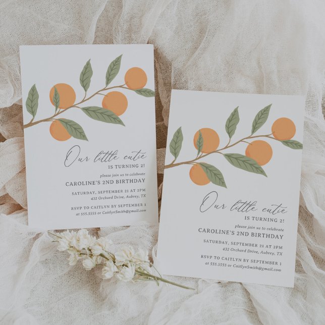 Little Cutie Orange Citrus Birthday Invitation (Creator Uploaded)