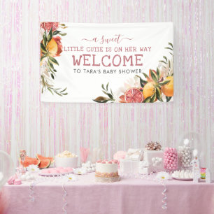 Little Cutie   Orange Citrus Botanical Baby Shower Banner