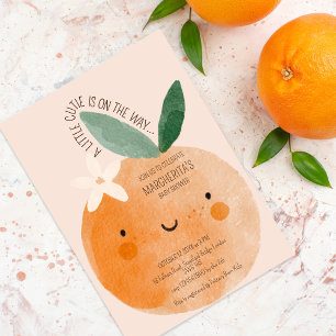 Little Cutie Orange Citrus Botanical Baby Shower Invitation