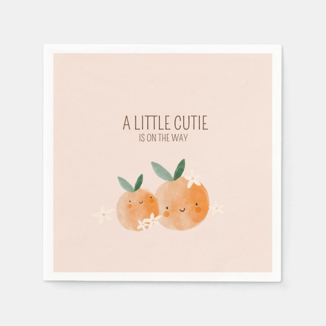Little Cutie Orange Citrus Botanical Baby Shower Napkin (Front)