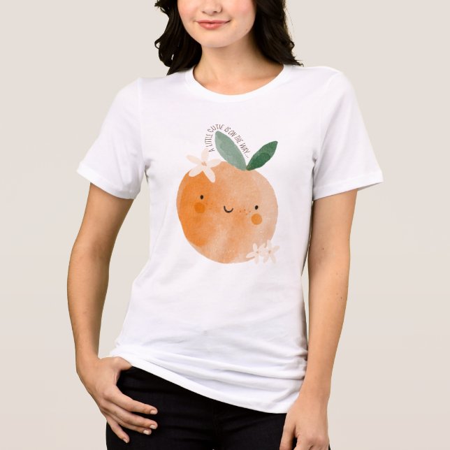 Little Cutie Orange Citrus Botanical Baby Shower Tri-Blend Shirt (Front)