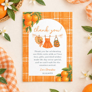 Little Cutie Orange Citrus Clothesline Baby Shower Thank You Card