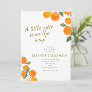 Little Cutie Orange Citrus Fruit Baby Shower Invitation