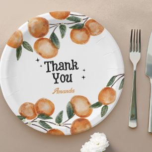 Little Cutie Orange Citrus Thank You Paper Plate